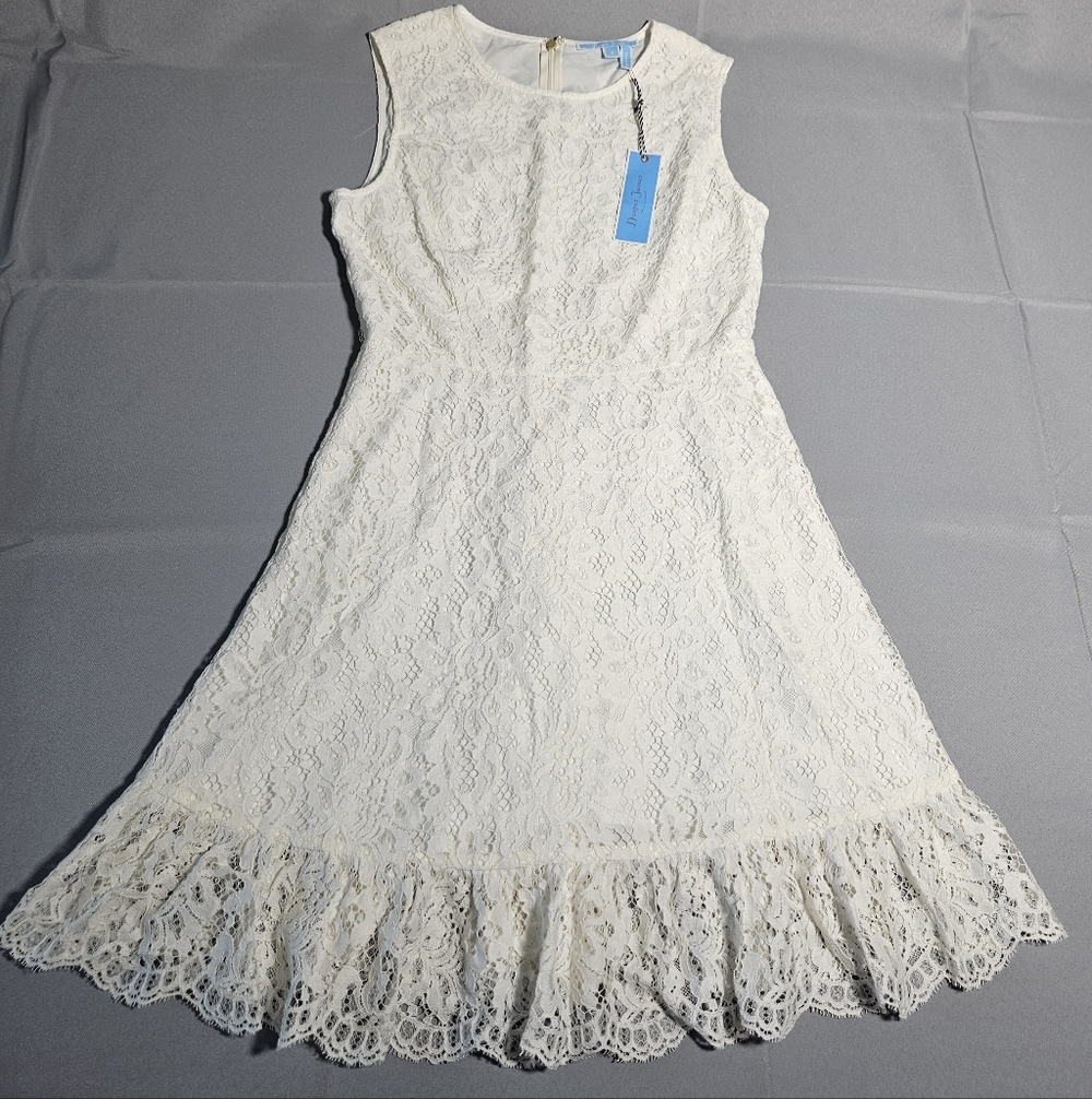 Draper James Lace Trim Sleeveless White Romantic Midi Sz 8 Wedding Boho NWT - Picture 2 of 9